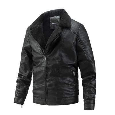 China Fashion PU Autumn And Winter Men Biker Waterproof Leather Jacket Plus Velvet Bomber Jacket for sale