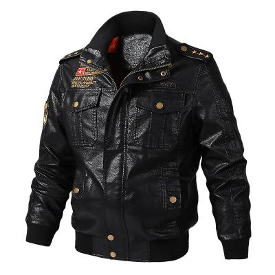 China Waterproof Casual Men's Plus Size Motorcycle Jacket Windproof Bomber Leather Jacket PU for sale