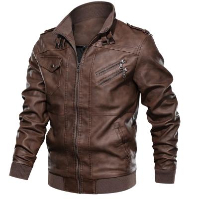 China Waterproof European Waist Zipper Men's Leather Jacket Masculine Men's Jacket for sale