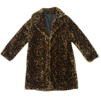 China Anti-wrinkle womens leopard print overcoat women coat fur winter girl women jacket for sale