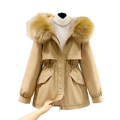 China New Style Custom Made Women's Parkas Solid Color Breathable Winter Coat With Fur Hood Fashion Ladies Elegant Parka Coats Shear Slim Tops for sale