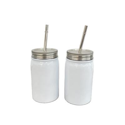 China USA Warehouse 17oz Sublimation Stainless Steel Sublimation Free Shipping White Empty Mason Jar With Lid For Heat Press Printing for sale