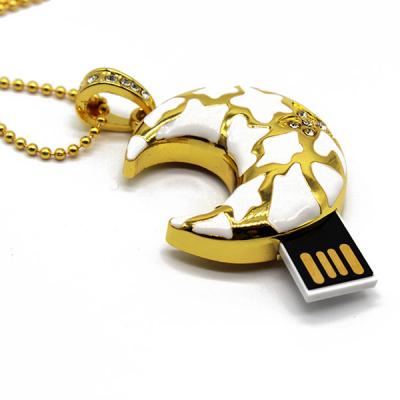 China Metal Moon Shape Jewelry USB Flash Memory 64GB 128GB Thumb Pendant Drive for sale