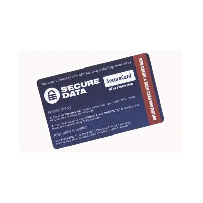 China Protect Personal Credit Card Information 13.56MHz Safe RFID Blocking Card Plastic To Protect Credit Cards for sale