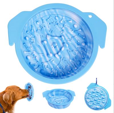 China Stocked Food Grade Silicone Material Pet Supplies Silicone Folding Portable Pet Bowl for sale