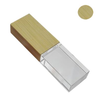 China Reusable LED Luminous Crystal Logo Pen Training Wooden USB Flash Drive for sale