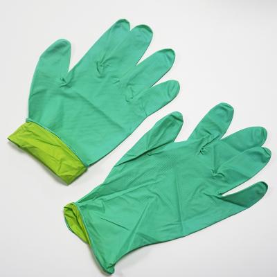 China Hot Selling 9 Inch Diamond Nitrile Glov Mixed Nitrile Powder Guantes Free Green Cleaning Nitriles Glov for sale