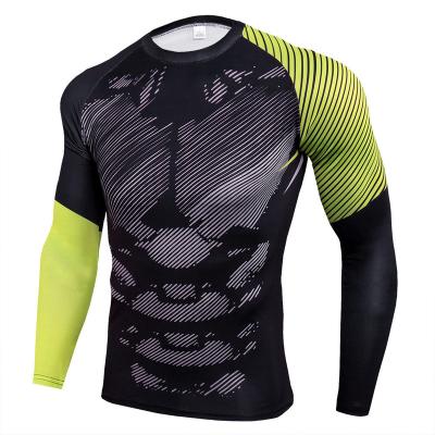 China Anti-Wrinkle Men's Compression Crew Neck Pattern T-Shirts Tops Long Sleeve Sport Shirt Base Layers Graphics Tees for sale