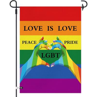 China FLYING Pride Flag Double Sided Rainbow Burlap Yard Gay American Flags for sale