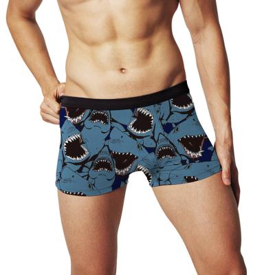 China Antibacterial Mens Shark Pattern Digital Printing Briefs Shape Personality Plus Size Boxer Shorts Customizable Patterns for sale