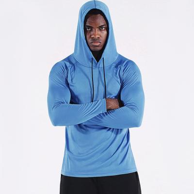 China Spandex Outdoor Men's Polyester Wicking Moisture Long Sleeve UPF 50+ Sun Protection T-shirt/Hoodie Performance Long Sleeve Mesh Uv Sun Shirts for sale