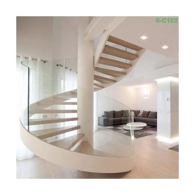 China Modern glass round stainless steel stair tread spiral staircaseRound spiral glass floating stairs for sale