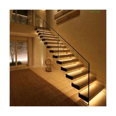 China Modern Floating Staircase Stainless Steel Convenience Home Solid Wood Floating Staircase for sale