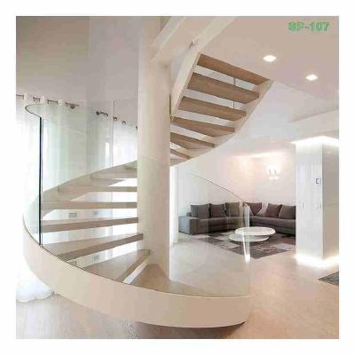 China High Quality Indoor Outdoor Wood Steel Staircase Gray White Black Modern Glass Spiral Staircase for sale