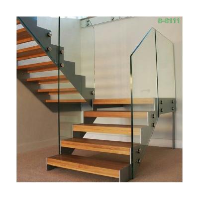 China Modern Straight U Shaped Staircase Solid Wood Be Indoor Outdoor Home Frosted Straight Stairs for sale