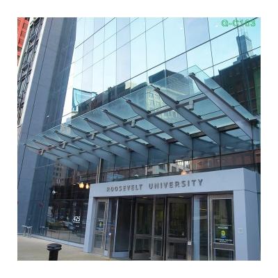 China hotel & apartment & brand new office building entrance fittings curved tempered glass canopy for wholesales for sale