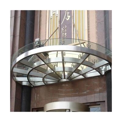 China hotel & apartment & new office building entrance design balcony spider fittings tempered glass canopy bed for wholesales for sale