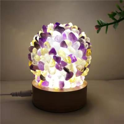 China Crystal Lamp Modern Natural Citrine Illumination Lamp Light Decorative Healing Meditation Reiki Stone Stones Night Light for sale