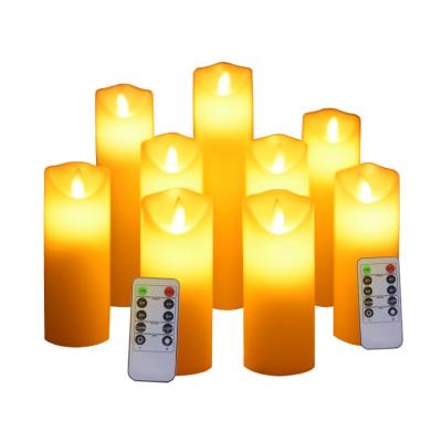 China Led Electronic Flameless Candles Contral Led Flameless Candle Remotal 9PSC Paraffin Candles Movable Wick Candles for sale