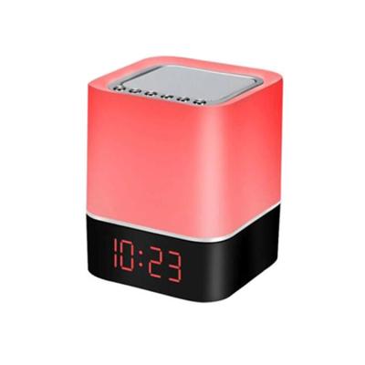 China Colorful Touch Led Digital Display Tooth Tws Lightweight High Fidelity USB Radio Wireless Touch Led Blue Smart Speaker Wake Up Clock for sale