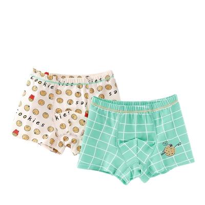 China Breathable 2 Pieces Newest Wholesale Children's 95% Cotton Boxer Shorts Cartoon Print Boys Kids Underwear for sale