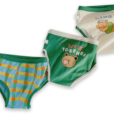 China Breathable boys underwear wholesale 2023 cartoon bear green baby underwear triangle boxer cotton boy underwear for sale