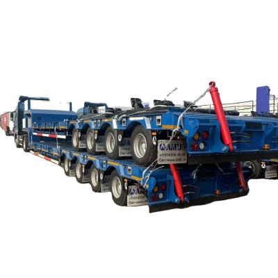 China 20ft 40ft 2 Axles 3Axles Extendable Lowbed Lowboy Flatbed Semi Trailer Truck for Heavy Load for sale