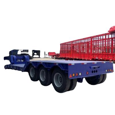 China Durable Steel Low-Bed Semi-Trailer for Heavy Machinery Transport 13T 14T 16T 18T Axles for sale