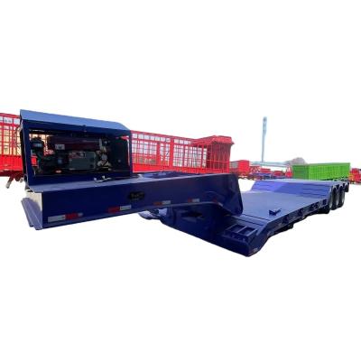 China 13T 60T Lowboy Semi-Trailer Truck Excavator Loading Low Bed Steel Trailer with 12R22.5 Tyre for sale