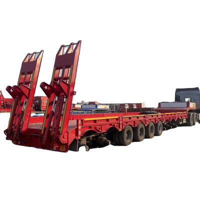 China 80 ton Hydraulisch uitbreidbaar 9-assig lowboy aanhangwagen met mechanische ophanging Te koop