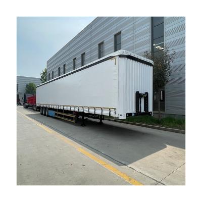 China Maximaal nuttige lading 60T Semi-trailer 3 axel Cargo Van Box Curtain Side Truck Trailer 53 Ft Te koop