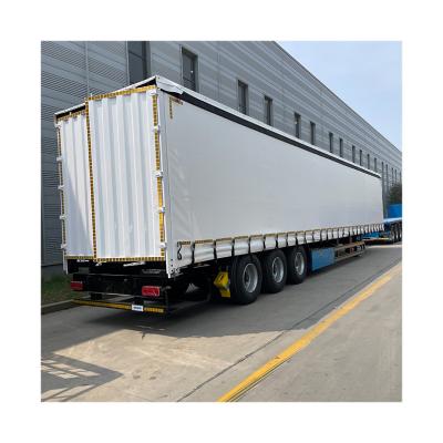 China 40Ft 45 Foot Pvc Curtain 3 Axle Dry Van Cargo Box Semi Trailer Side Curtain Truck Trailer for sale