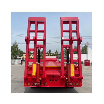 China 60 Tons Payload Lowboy Low Bed Flat Semi-Trailer for Heavy-Duty Equipment Transport for sale