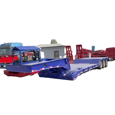 China Lowboy Low Loader Bett Lowbed Semi-Truck Anhänger für Schwerlast 3 Achsen Bagger Transport zu verkaufen