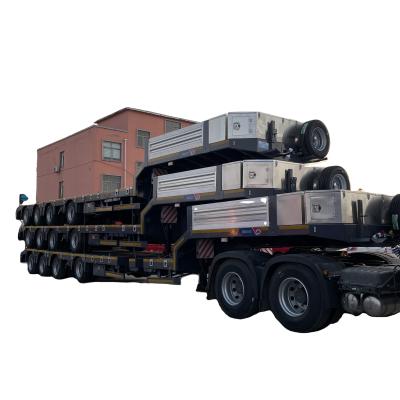 China Semi-Trailer of European Style 4-Axle Pull-Out Low-Bed Trailer with 10ton Max Payload for sale