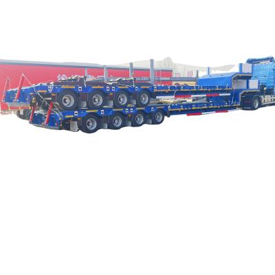 China 3 Axis 4 Axle 60 80 100 Tons Lowbed Semi Trailer for Transporting Construction Vehicles for sale