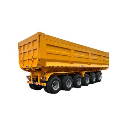 Chine Trailers de camions 60T Charge arrière 3 essieux U Modèle Box Dump Trailers avec suspension mécanique à vendre