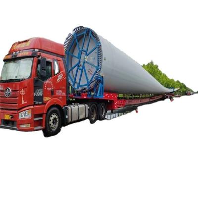 China Op maat gemaakte staal 56m windturbine blad speciale gooseneck lowbed flatbed semi trailer Te koop