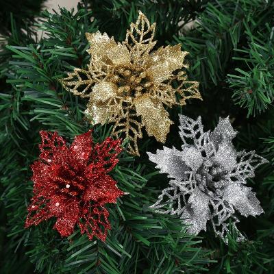 China Glitter Colored Paper Hollowed Out Multicolor Christmas Flower Christmas Tree Optional Accessories For Office Home Decoration Pendant for sale