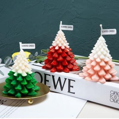 China Birthdays Factory Wholesale Creative Soy Wax Modeling Christmas Tree Scented Candles For Photo Props Christmas Decorations for sale