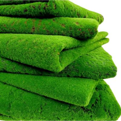 China Flocking material popular artificial moss flocking plant decorative stone wall turf bonsai green plant for event decoration photo props for sale