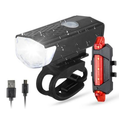 China PC+ABS Rechargeable Bike Bicycle LED Light USB Mountain Set Cycle Front Back Headlight Lamp Flashlight for sale