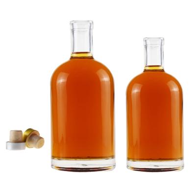 China Beverage 1000ml, 750ml, 700ml, 500ml 250ml 375ml 200l whiskey vodka spirit glass bottle for liquor with cork for sale