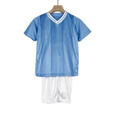 China Wholesale Light Blue Soccer Jersey Sets 2023-2024 Kids Suit Kit Breathable Quick Dry Home Sportswear for sale