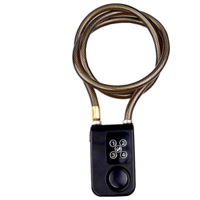 China Cable+Copper+ABS Anti-theft E-scooter Bicycle Anti Theft Locks Password Protection Lock Waterproof Alarm 4-digit Electric Steel Braided Motorcycle for sale