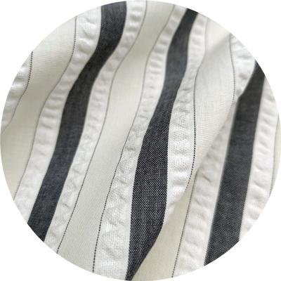 China SLK3947 BREATHABLE COTTON CREPON YARN DYED FABRIC LIGHT WEIGHT FOR SPRING AND SUMMER for sale