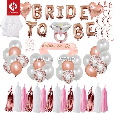 China WEDDING Amazon Rose Gold Bride Heart Foil Balloon Diamond Tassels Backdrop Wedding Party for sale