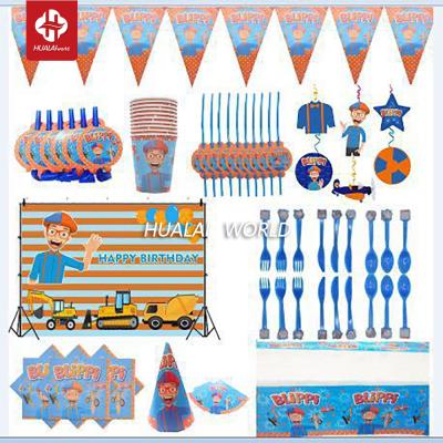 China Modern Blippi Toy Party Supplies Scientific Knowledge English Teacher Birthday Decoration Supplies for sale