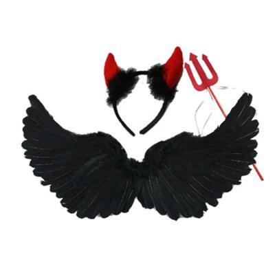 China Modern Evil Elves Angels Devil Angels Performance Halloween Feather Wings Decoration Black And White Adult Show Lolita for sale