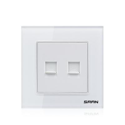 China 3mm High Strength Tempered Glass Double Outlet Wall Computer Socket for sale